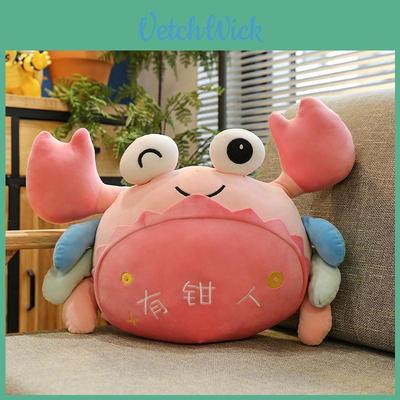 Adorable Cartoon Crab Plush Toy Stuffed Animal Pillow Down Cotton Cushion