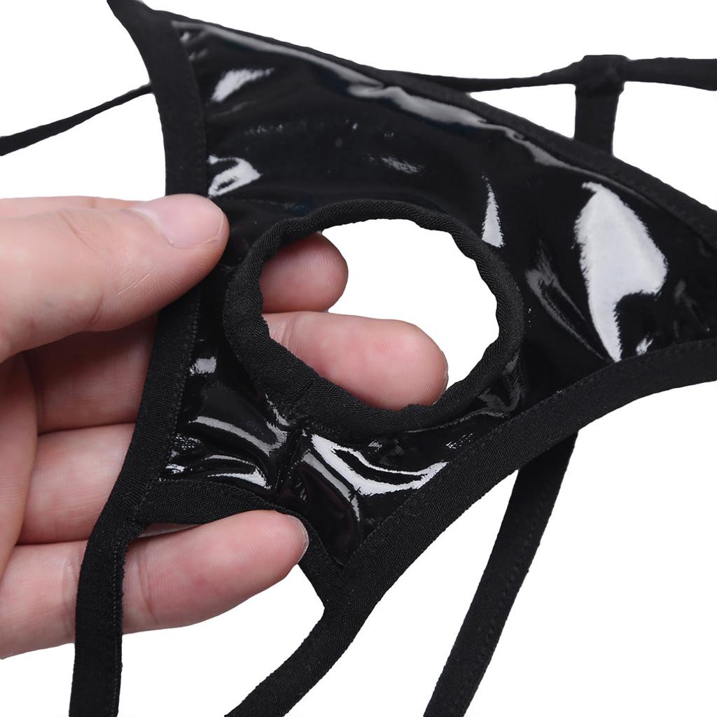 Menn Undertøy Patent Leather Thong Bikini Jock Straps Undertøy