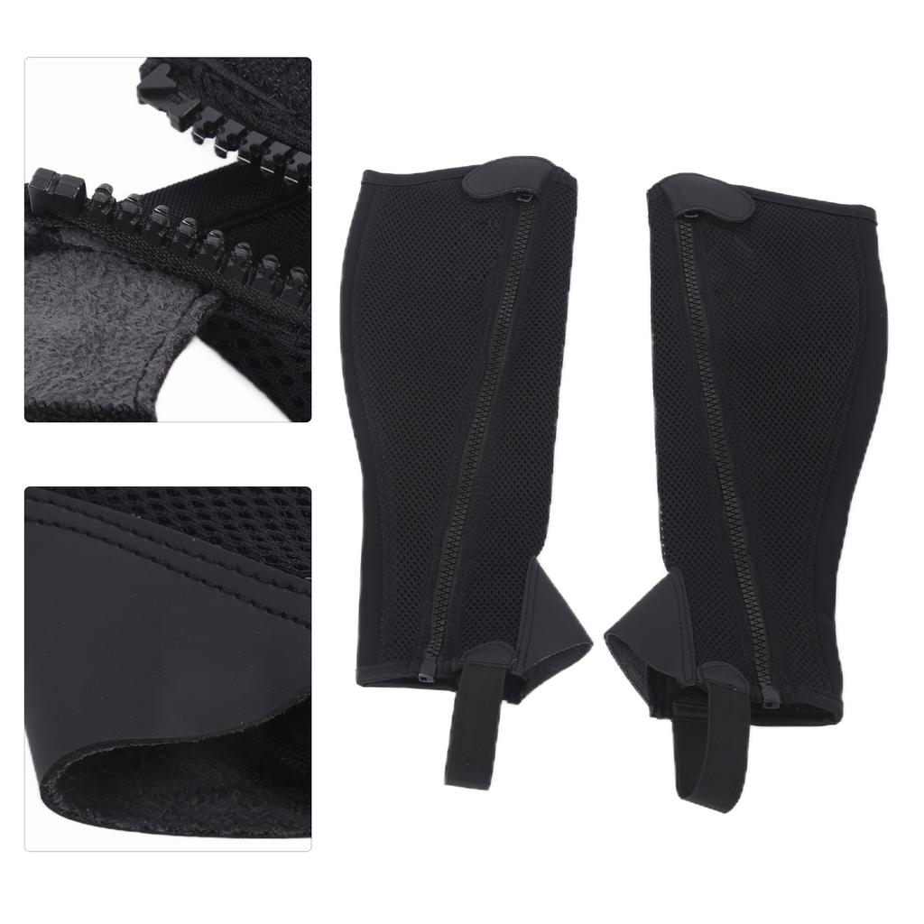 2pcs Half Chap Black Flexible Mesh Equestrian Half Chap for Children Horse Riding  