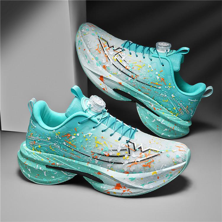 Men's and Women's Same Running Shoes Carbon Board Running Shoes Luminous Camouflage Rotating Buckle Casual Shoes Long-distance Running Exercise 
