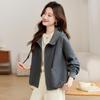 Women's Textured Casual Jacket - 2025 Spring/Autumn, Versatile, High-End Zippered Cardigan Top