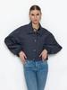 Women's Short Trench Jacket, Navy Blue Outerwear Coat for Everyday Casual Wear