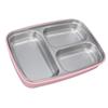 Thermal Insulation Bento Lunch Box 3 Grids Leakproof 304 Stainless Steel Bento Lunch Box for Students School Office Pink