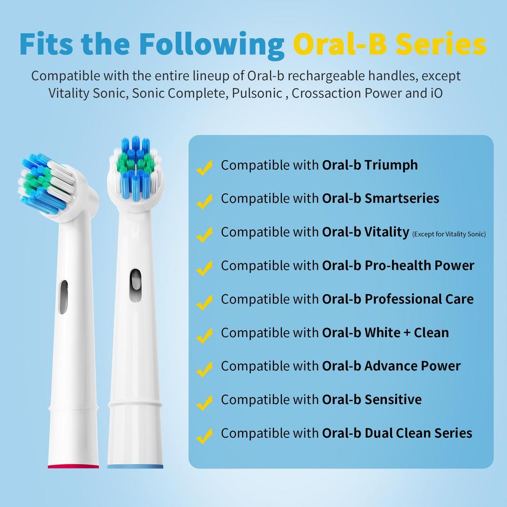 GENKENT Electric Toothbrush Replacement Brush Sets Compatible with Oral Braun Professional Electric Includes Dust Cover 8-Pack Toothbrushes,