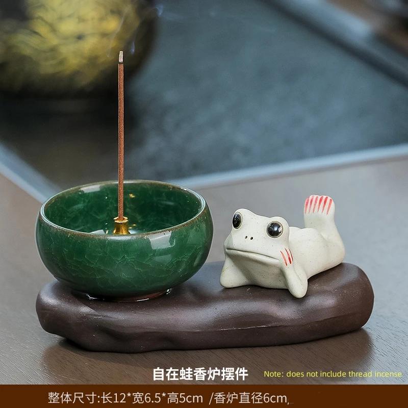 Cute Frog Incense Burner Frogs Tea Pets Ornaments Zen Home Tea Ceremony Accessories Desktop Micro Landscape Decorations Gifts