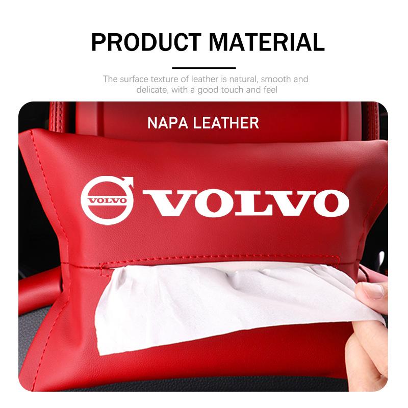 For Volvo Leather Car Tissue Box Hanging Headrest Handbag Paper Towel Box XC60 XC90 S60 S80 V60 C70 S40 C30 V90 V60 C40 XC40 V70 JL9