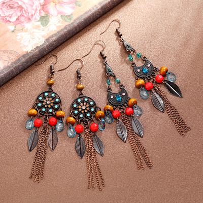 Bohemian Retro Fringed Earrings Long Vacation Versatile Fashion Personalized Earrings Metal Temperament Earrings Women