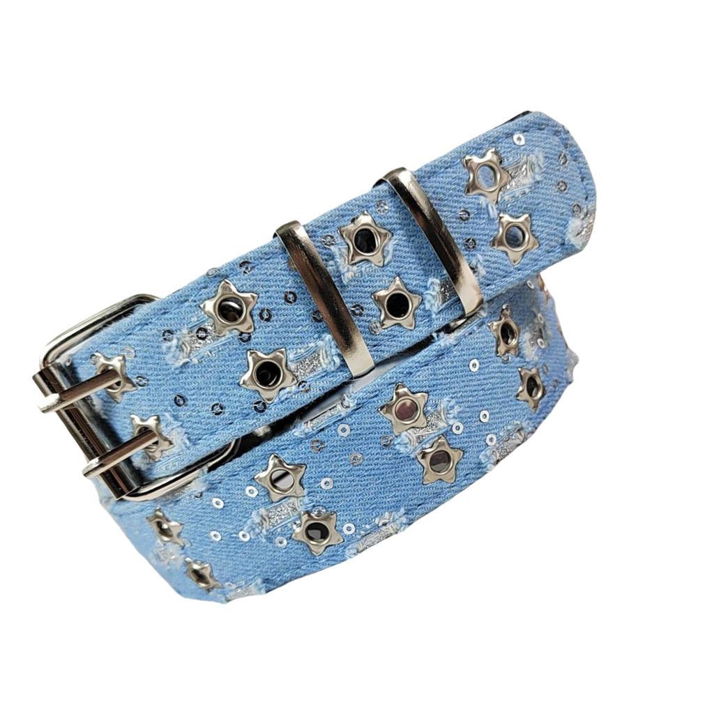 Punk Rock Belt Waistband with Star & Metal Studs Decor Gothic Style Waist Accessory for Men and Women Jeans