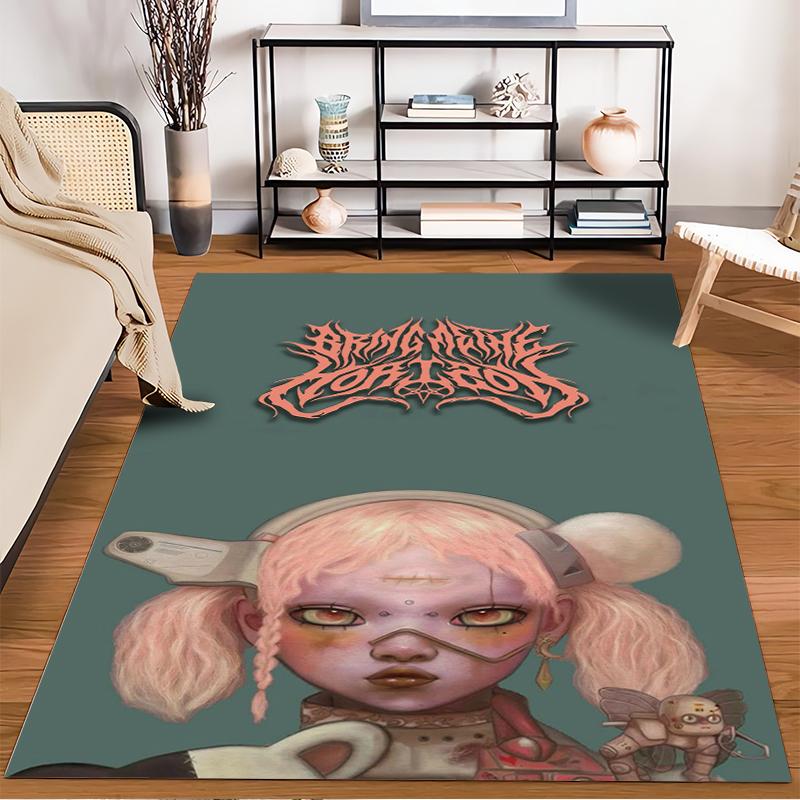 Futuristic Girl with Robotic Aesthetic Design Non-slip Rug Suitable for Living Room and Bedroom Sofas