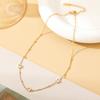 French Elegant White Zirconia Jewelry Set: Necklace, Bracelet & Earring Studs in Titanium Steel.