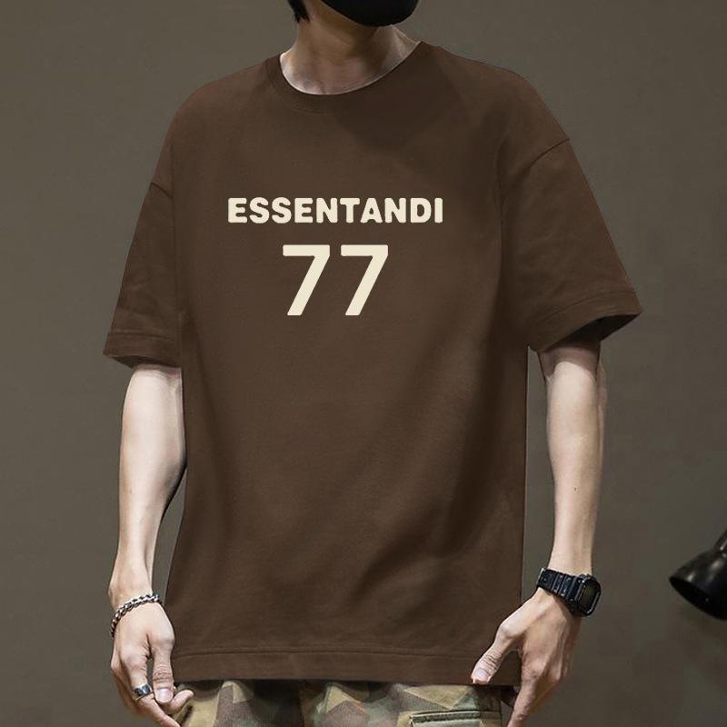 Cotton Short Sleeved T-shirt Men's Summer Trendy Printed Round Neck Shirt Loose Trendy Breathable T-shirts