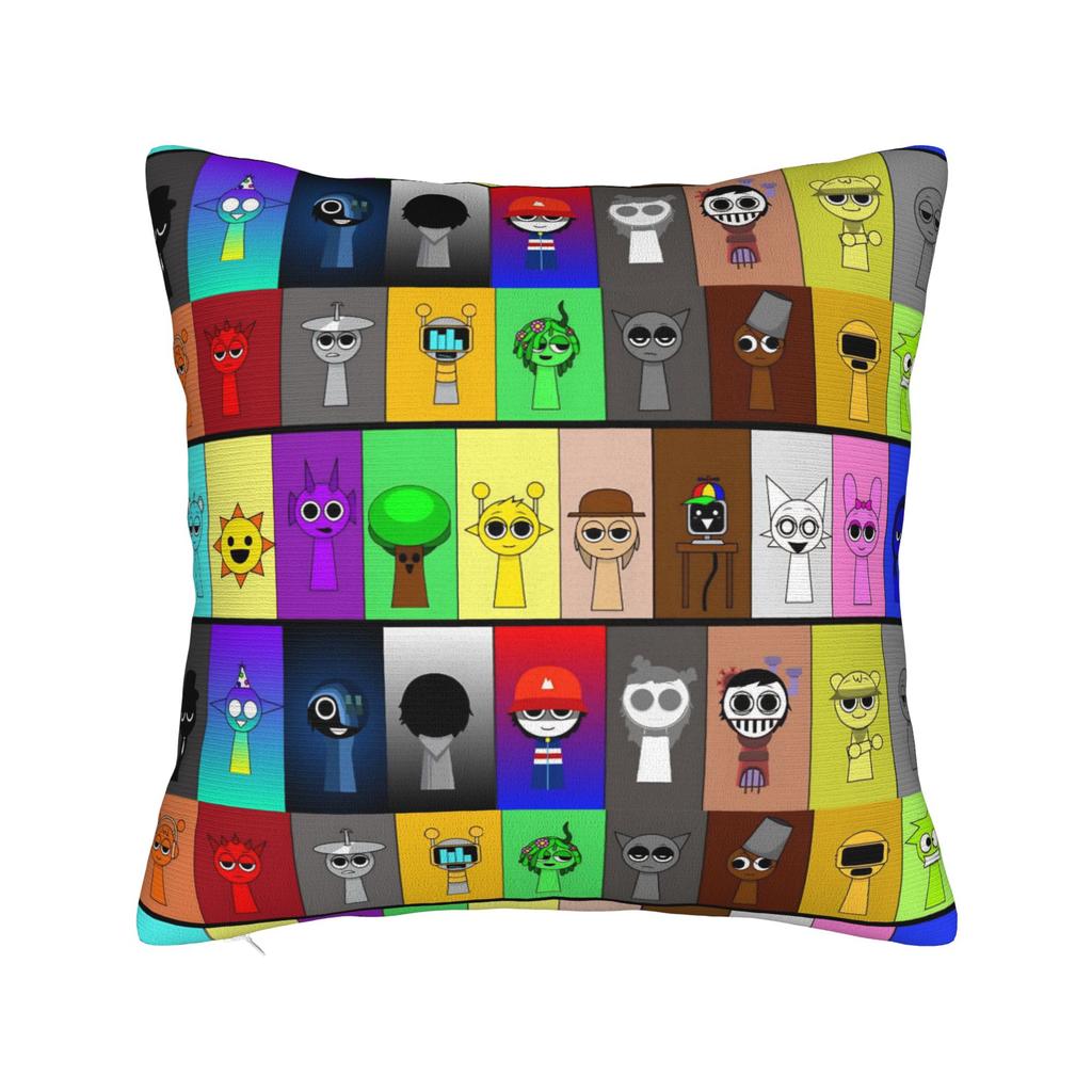 Sprunki Characters Game Square Pillow Covers Polyester Sofa Cushion Cover Cool Decorative Throw Pillow Case 40*40
