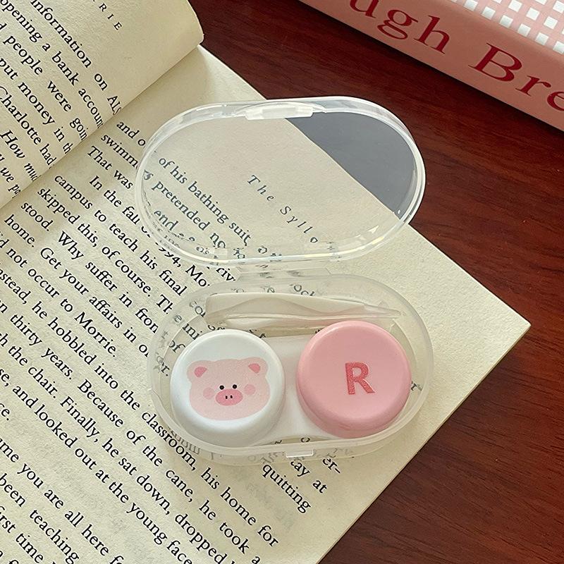Compact Care Box Compact Contact Lens Case Cartoon Lens Box Hygienic Animal Avatar Lens Holder For Bathroom Handbag Office