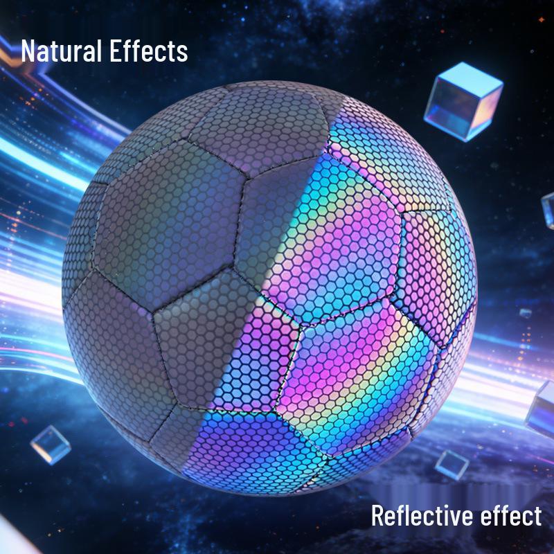 Size 5 Luminous Reflective Football: Machine-Stitched PU, Wear-Resistant, Ideal for Training and Matches