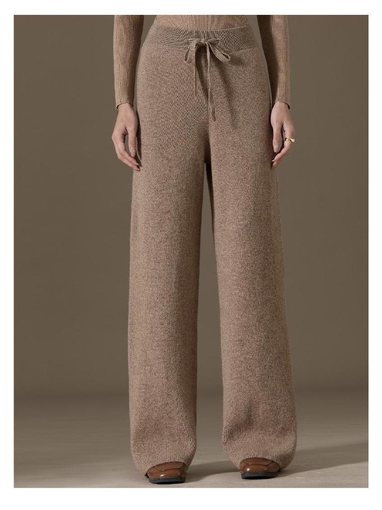 2024 Autumn/Winter Women's 100% Pure Cashmere Wide-Leg Knitted Pants