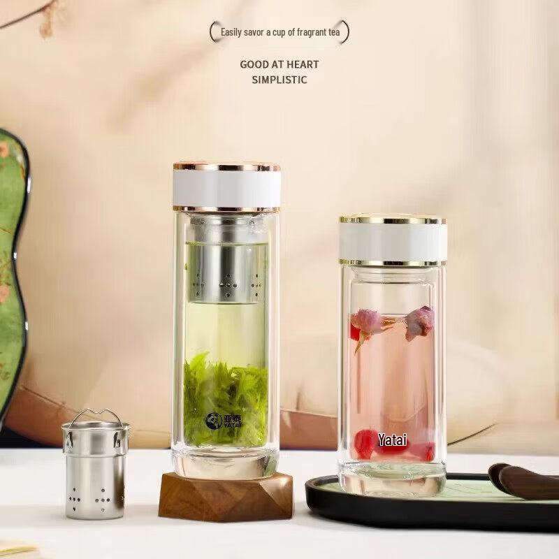 YATAI Portable Double Wall Glass Tea Infuser Bottle