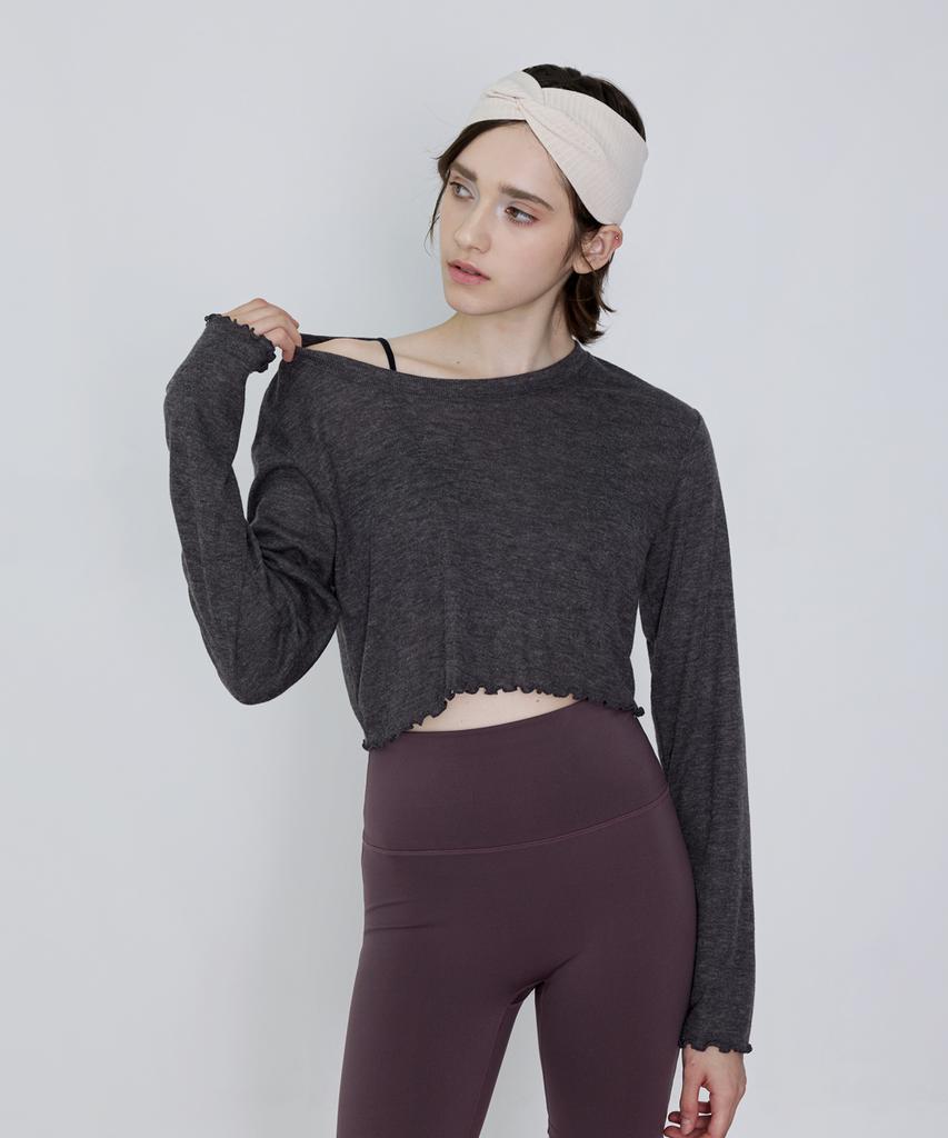 Debiweeo New Wave Holic Crop Long Sleeve Tee Devi-T0047-Charcoal