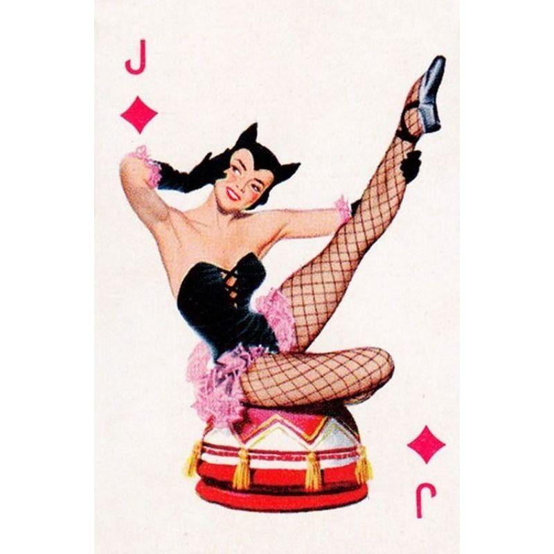 Custom Aluminum Tin Sign Art - Vintage Playing Cards and Women Wall Decor