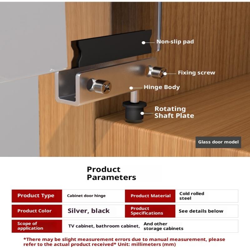 1 Set Easy Installation With No Drilling Needed Stainless Steel Glass Door Hinges Suitable For 5~6Mm Glass Pack Of 2