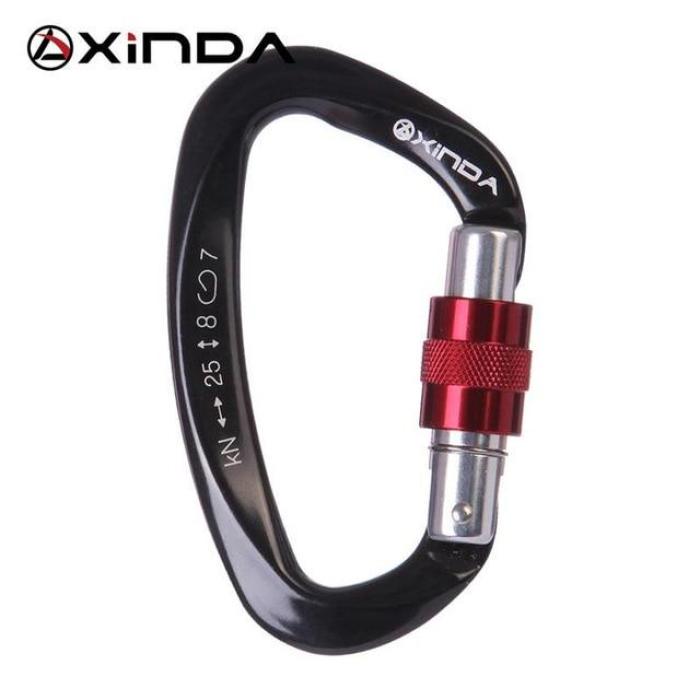 25KN Mountaineering Caving Rock Climbing Carabiner D Shaped Safety Master Screw Lock Buckle