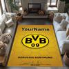 Borussia Dortmund Customize Your Name Carpet Design for Outdoor Study Room Living Rooms Kitchen Anti-slip Rug Decorate Offices Gift for Festivals