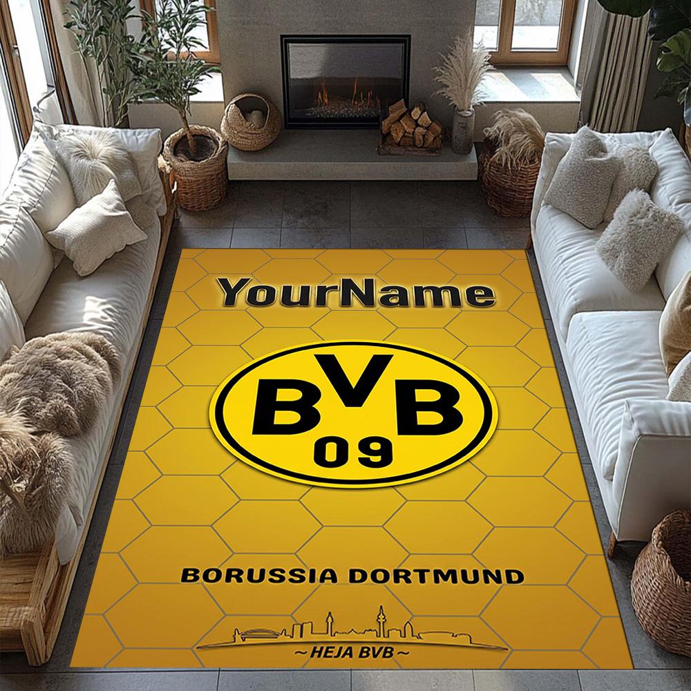 Borussia Dortmund Customize Your Name Carpet Design for Outdoor Study Room Living Rooms Kitchen Anti-slip Rug Decorate Offices Gift for Festivals