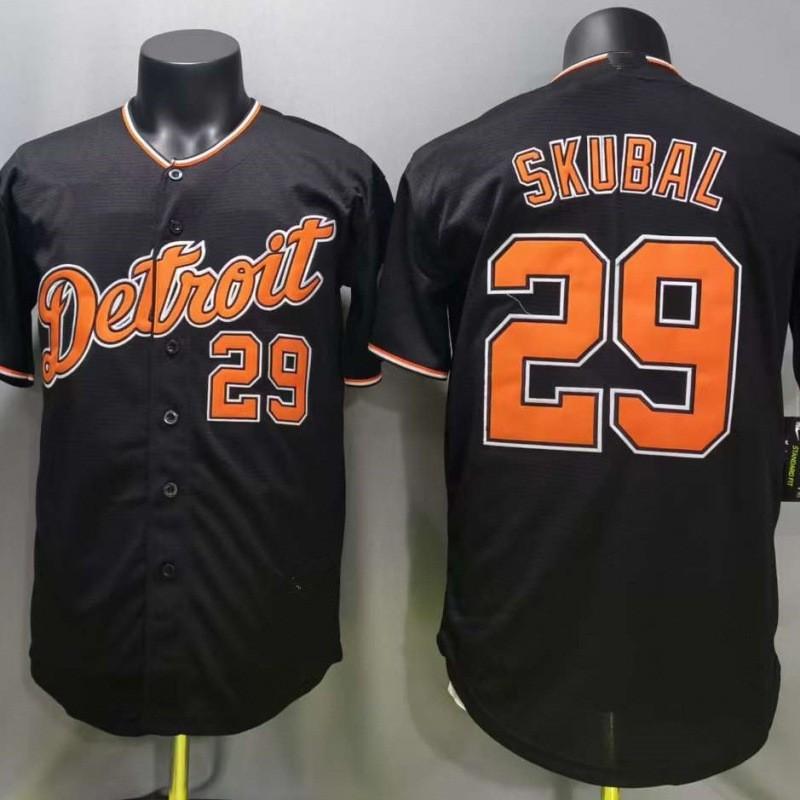 Mens Baseball Jersey Tigers 29 Black Fan Sportswear Embroidered Team Uniform Cotton Blend