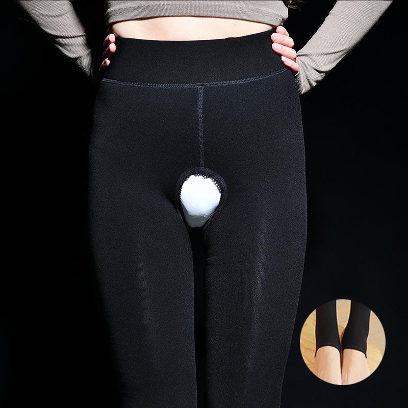 Women's Sexy Open Crotch Stockings Autumn And Winter Velvet Leggings Thickened Thermal Pants High Waisted Breathable Pantyhose