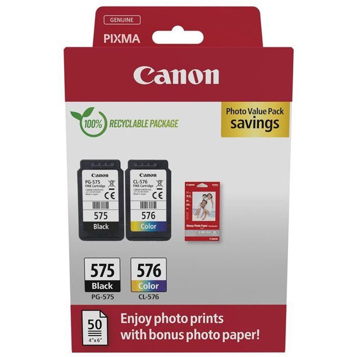 Cartouche d'encre - Canon - PG-575/CL-576 - Couleur + Noir - Value Pack - Papier photo