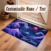 Octopus Sea Life Theme Crystal Velvet Floor Rug Personalized Custom Name Text Warm Carpet Home Decoration