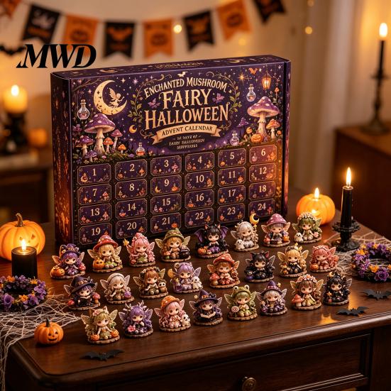 Acrylic Fairy Trinkets Halloween Advent Calendar 2026, 24 Day Countdown with Mini Figurines, Collectible Toy Set for Kids Adults, Party Favors Holiday