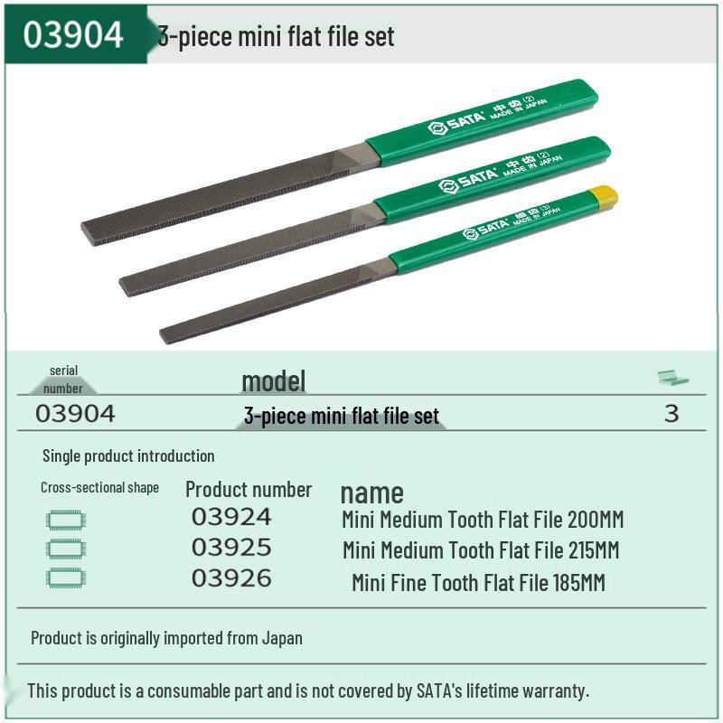 SATA 5-Piece Mini Machinist Files & 3-Piece Flat Files Set (03901-03904)