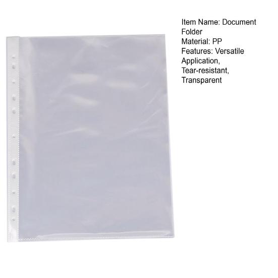 100 Pcs A4 Clear Document Folder Transparent Waterproof Case Document Paper Organizer 11-Hole File Folder for A4 Size Paper School Office Supplies