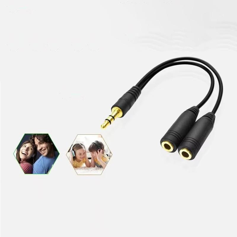 Dual Female Audio Cable Y Splitter Cable 3.5 Mm 1 Male To 2 For Earphone Headset Headphone Mp3 Mp4 Stereo Plug Adapter Jack