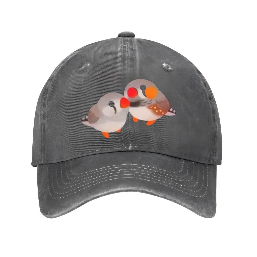 Cute Zebra Finch Birds Couple Baseball Cap Adjustable Cotton Printed Casual Hat for Bird Lovers