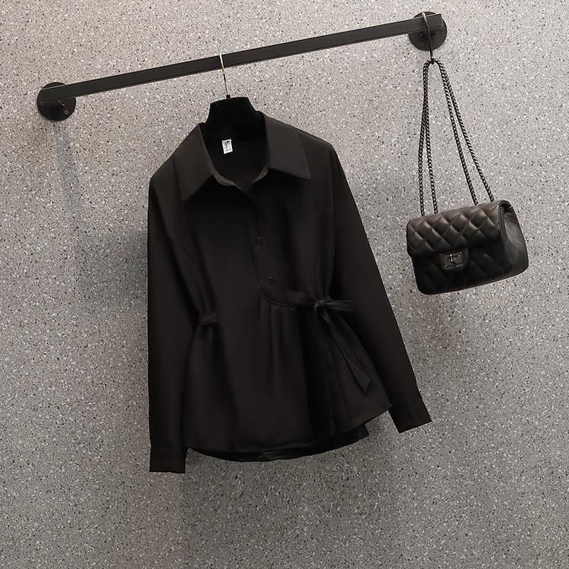 Plus Size Women's Spring Fashion Is Thin, Western Style Blouse, Waist, Chic Fried Street Shirt