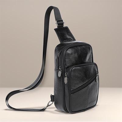 Men's Genuine Leather Crossbody Chest Bag - Lightweight and Casual