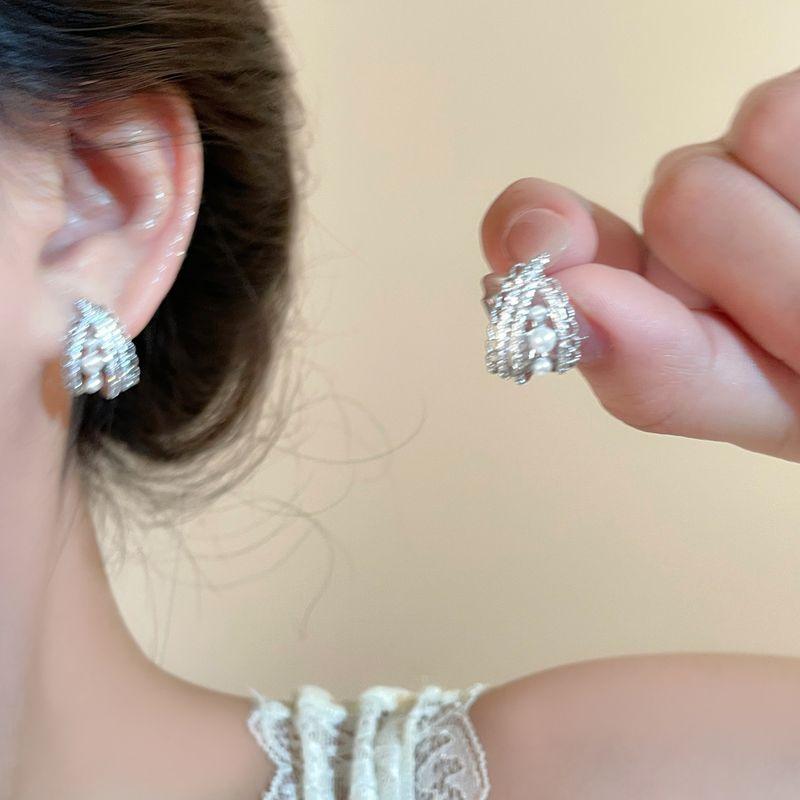 French Lace Pearl Zircon Earrings for Women Accessible Luxury Fancy Delicate Earrings Unique Beautiful Super Hot Ear Rings