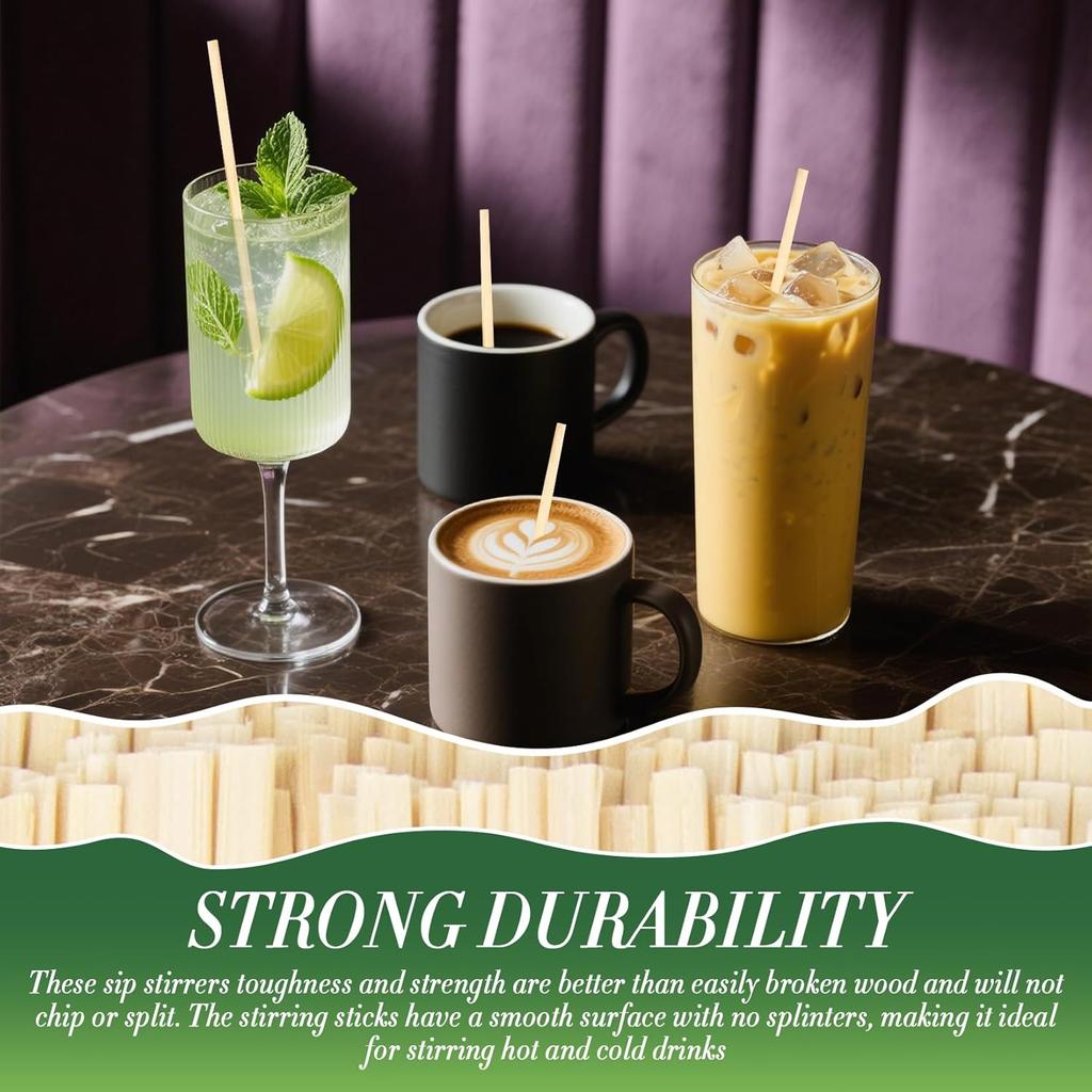 1000pcs Sip Stirrers - 5.5 inch Coffee Stir Sticks Hot Drink Beverage Stirring Swizzle Stir Sticks Biodegradable Stirring Sticks for Coffee, Tea, and