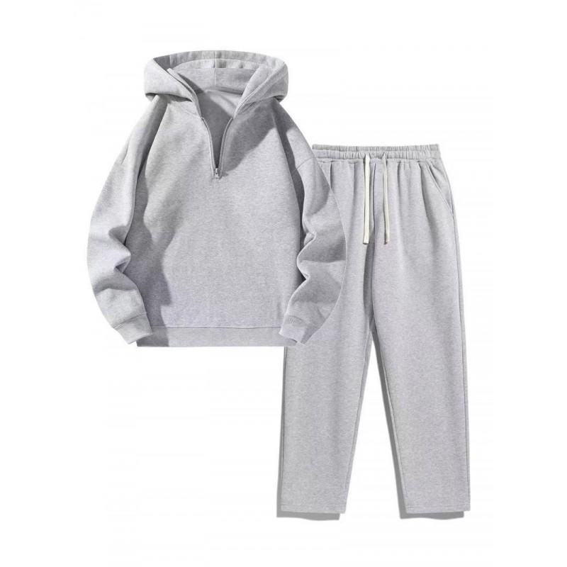 Womens 2 Piece Casual Tracksuit Half-Zip Sweatshirt Wide-Leg Pants Set Streetwear