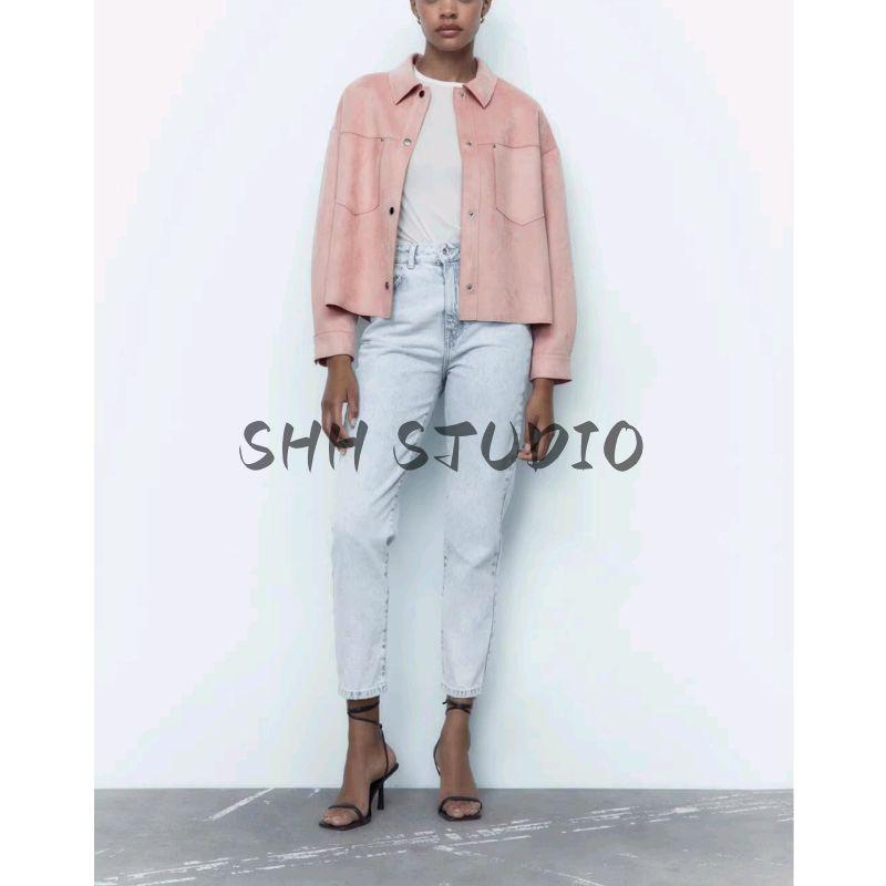 Autumn New Women's Clothing Preppy Style Lapel Long Sleeves Suede Texture Effect Short Jacket Outwear 4968221