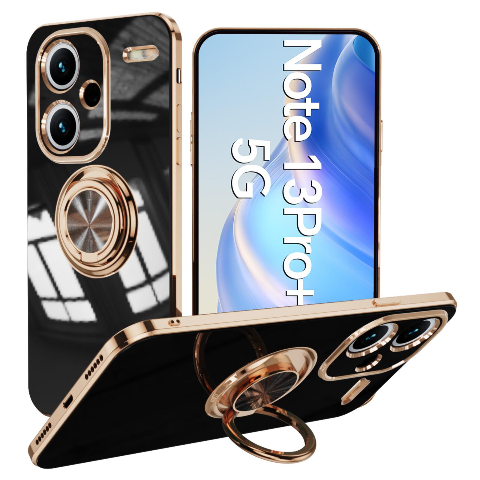 

Для Xiaomi Redmi Note 13 Pro+ 5G Чехол Точные вырезы 6D Гальваническое покрытие ТПУ Чехол для телефона с держателем-кольцом Black