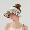 Summer Sun Hat Women's Outdoor Empty Top Hat Striped Big-Brim Sunscreen Hat