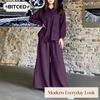 Women's Fashion Casual Autumn Winter Long Sleeve POLO Neck Pants Suits