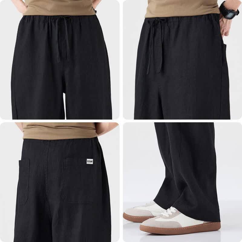izzue it Men's Summer Loose Fit Pure Linen Casual Pants