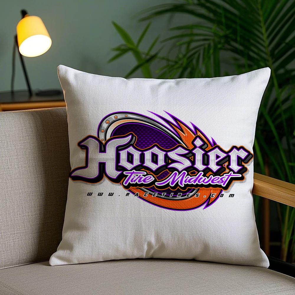 H-Hoosier Racing Cushion Cover Plush Fabric Soft Double-Sided Printed Invisible Zipper Sofa Pillow Case Home Decor