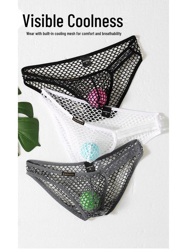 Men's Large Mesh Triangle Briefs - Quick-Drying, Comfortable, European-American Style