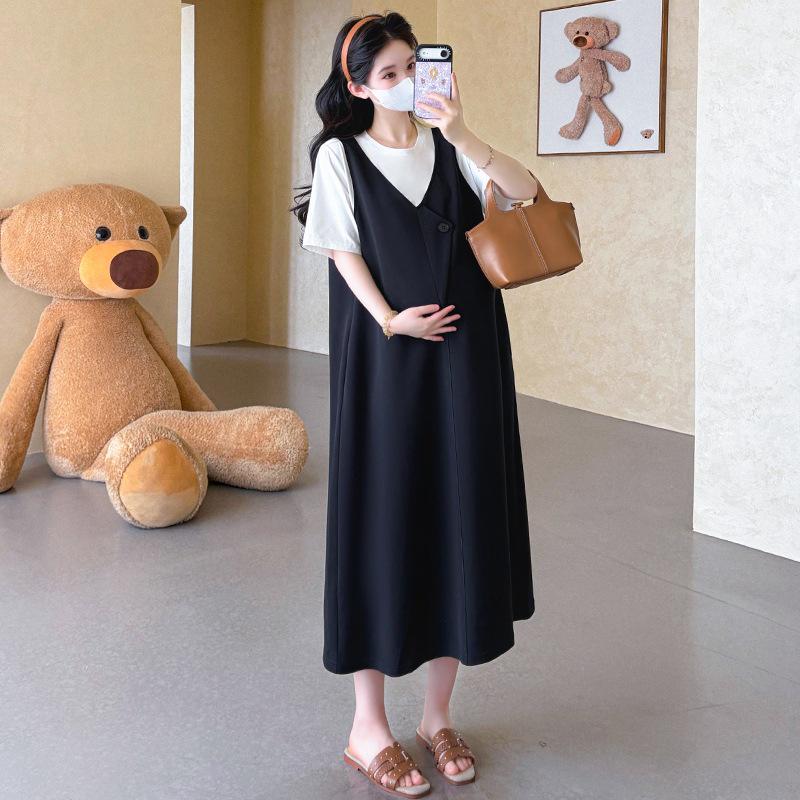 2026 Summer Casual Elegant Slimming Maternity Patchwork Dress XL