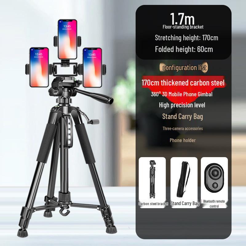 2024 Dual-Phone Professional Live Streaming Tripod for Outdoor Use