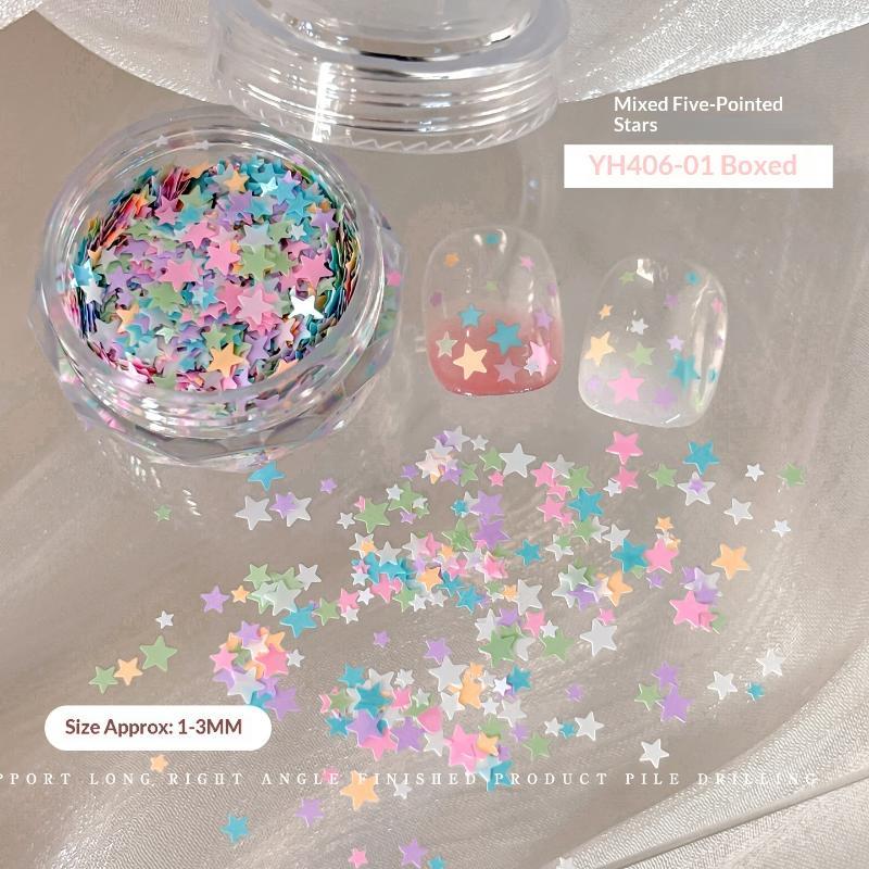 Macaron Nail Art Glitzer Pailletten Niedliche Stern Herz Formen Nageldekoration Für Zuhause DIY Nagelstudio Verwendung